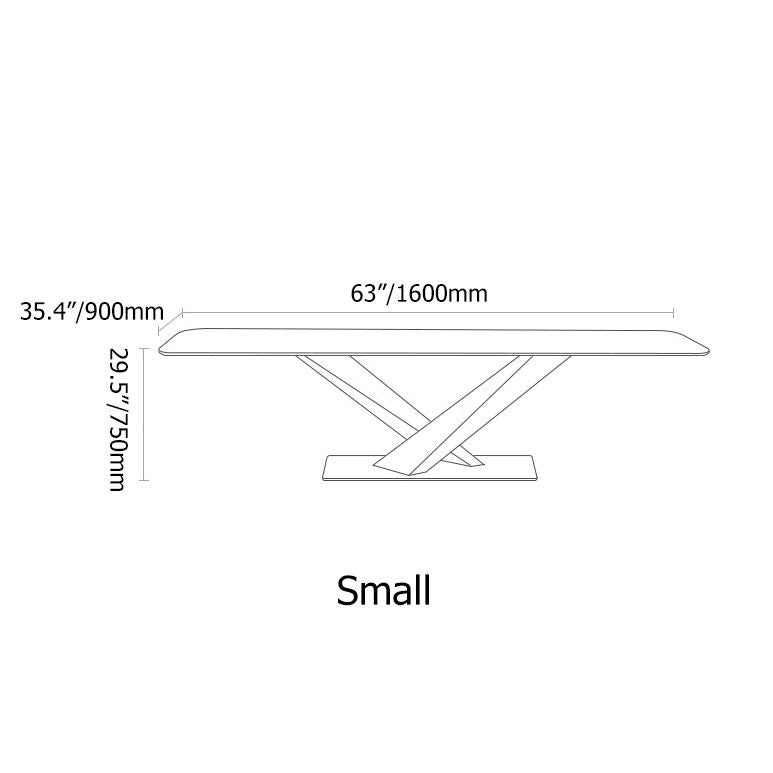 79 in Modern Rectangular White Faux Marble Dining Table with Metal X-Base